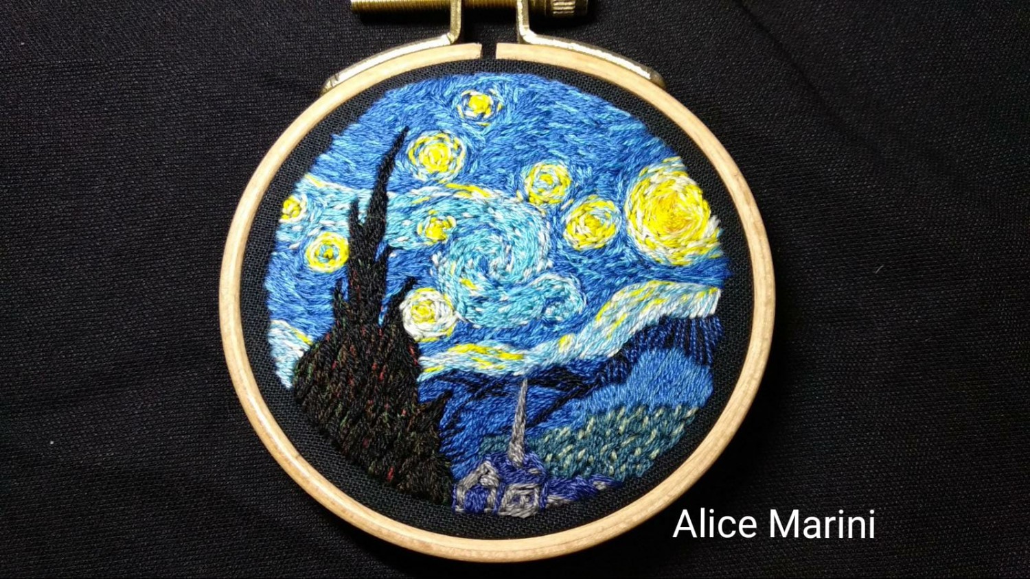 Tela ricamata: La notte Stellata di Van Gogh